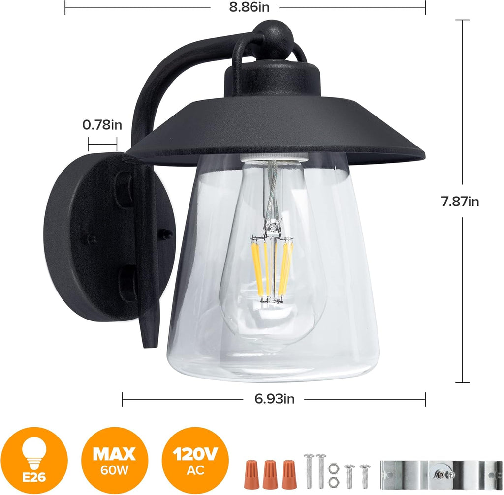 Outdoor Indoor Wall Lantern, Farmhouse Barn Wall Sconce Lighting Fixture,Matte Black Finish Anti-Rust Wall Mount Light