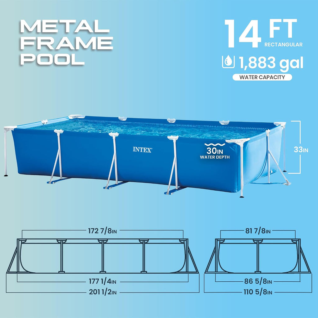 Metal Frame 14ft 9in x 7ft 3in x 33in Above Ground Swimming Pool | 28273EH - Pool Only (Pump Not Included)