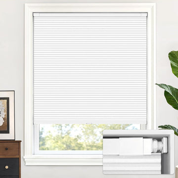 No Drill Cordless Cellular Shades, 17" W × 36" H, Silver White