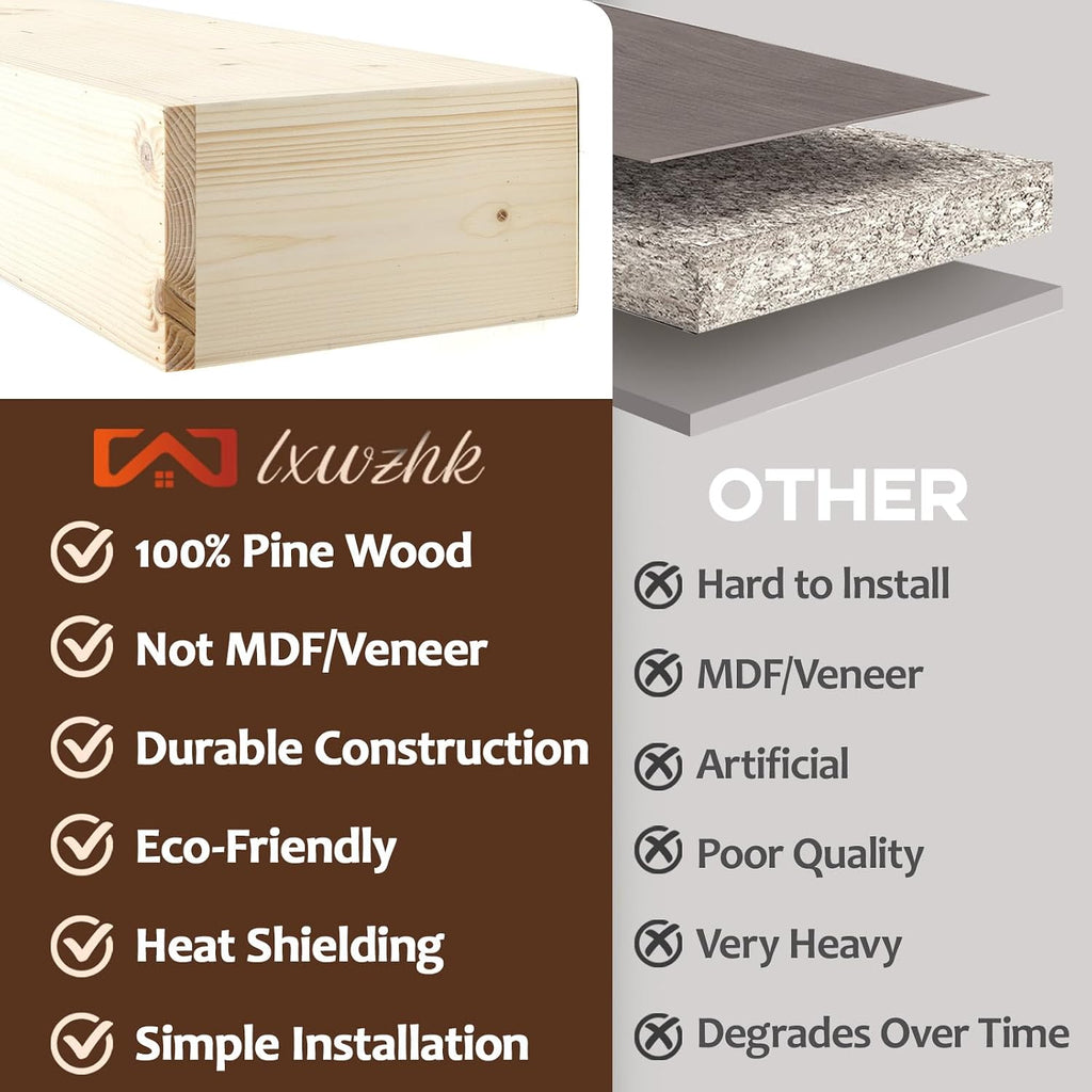 Fireplace Mantel Shelf, 56" Wooden Floating Shelf for Over Fireplace, Wall-Mounted Mantel Shelves, Decorative