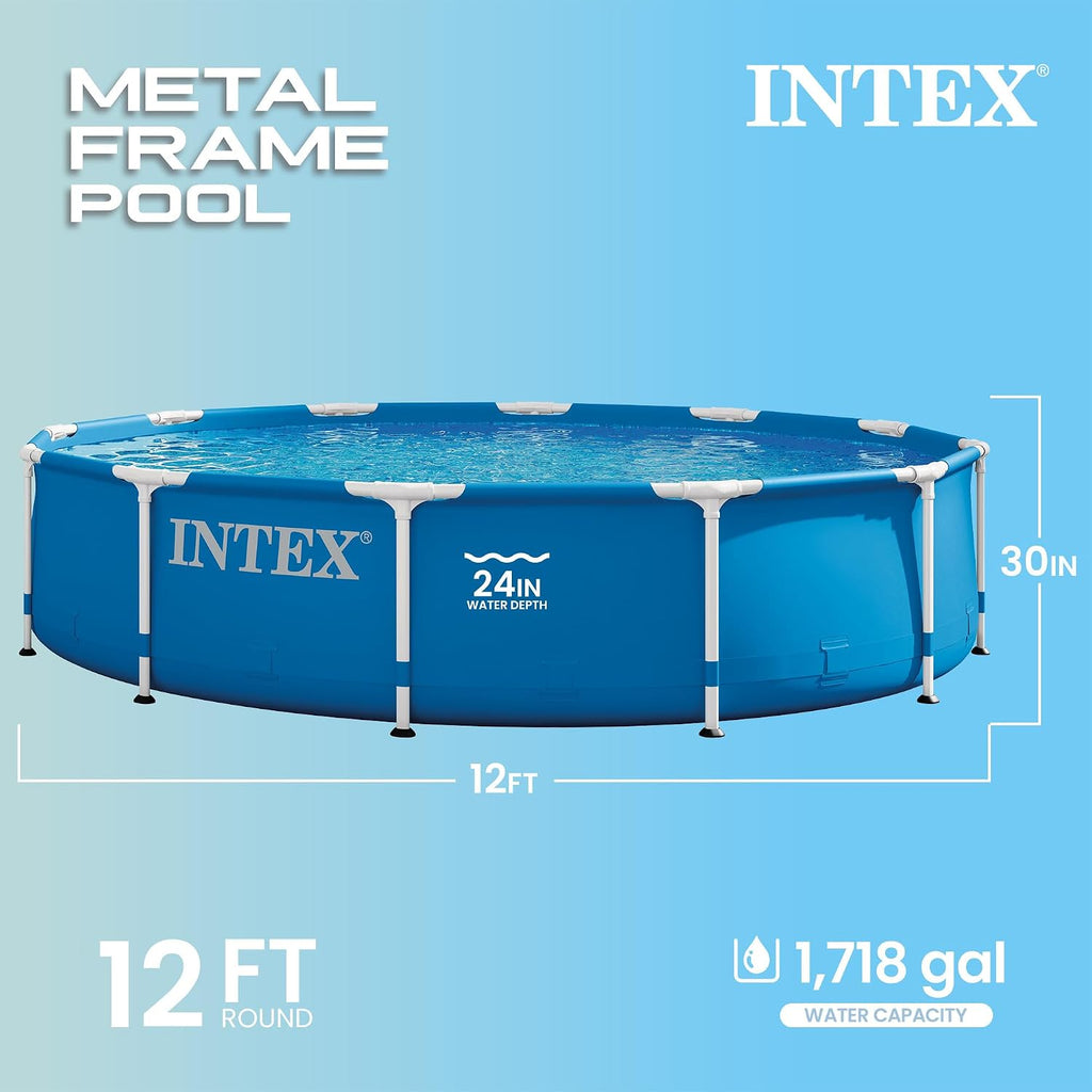 Metal Frame 12ft x 30in Round Above Ground Swimming Pool Set w/Pump | 28211EH - 530 GPH Cartridge Filter Pump and