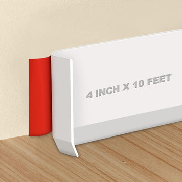 Wall Baseboard Trim 4 Inch x 10 Feet, Flexible Self-Adhesive Rubber Baseboard for Walls, Peel and Stick Wall Molding