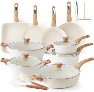 Ceramic Cookware Sets, Pots and Pans Set Non stick, Non toxic Healthy Induction Cookware, 26 Pcs Nonstick Kitchen