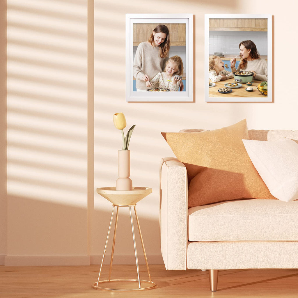 12x16 Picture Frame White Covered by Plexiglass Made of Solid Wood, Display Pictures 9x12 and 11x14 with Mat or 12x16