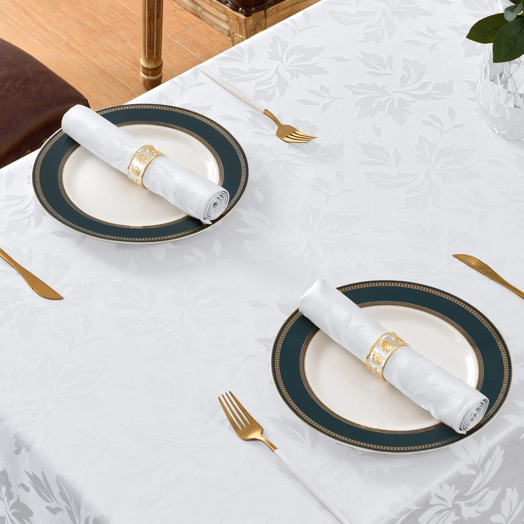 Jacquard Rectangle Tablecloth 60 x 144 Inch, White