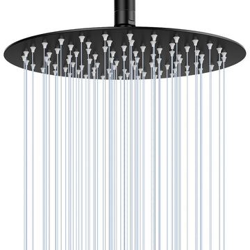 10 Inch Matte Black Round Rain Shower Head, All Metal Stainless Steel Rainfall Shower Heads with 100 Anti-Clog