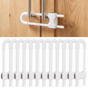 Child Safety Sliding Cabinet Locks, White, 10 Pack, 6 Inch
