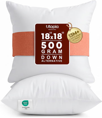 18x18 Pillow Inserts, White Throw Pillows for Couch, 2 Pack - Set of 2