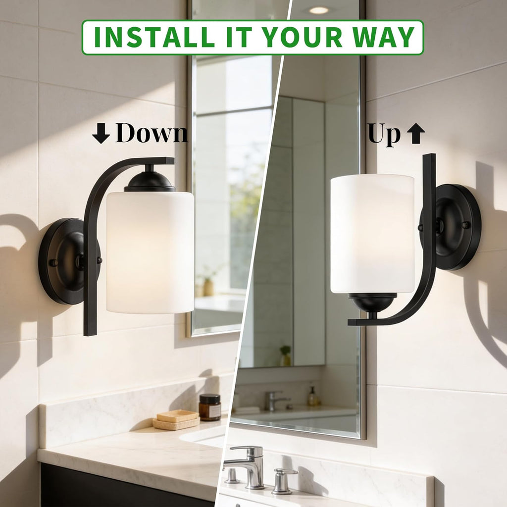 Wall Sconces Lights Bathroom, Modern Vanity Light Fixtures, Matte Black Farmhouse Wall Mount Lighting, Hardwired Wall