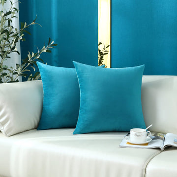 Comfy Dark Turquoise Throw Pillow Covers Decorative Square Solid Thick Velvet Super Soft Cushion Cases Home Decor for