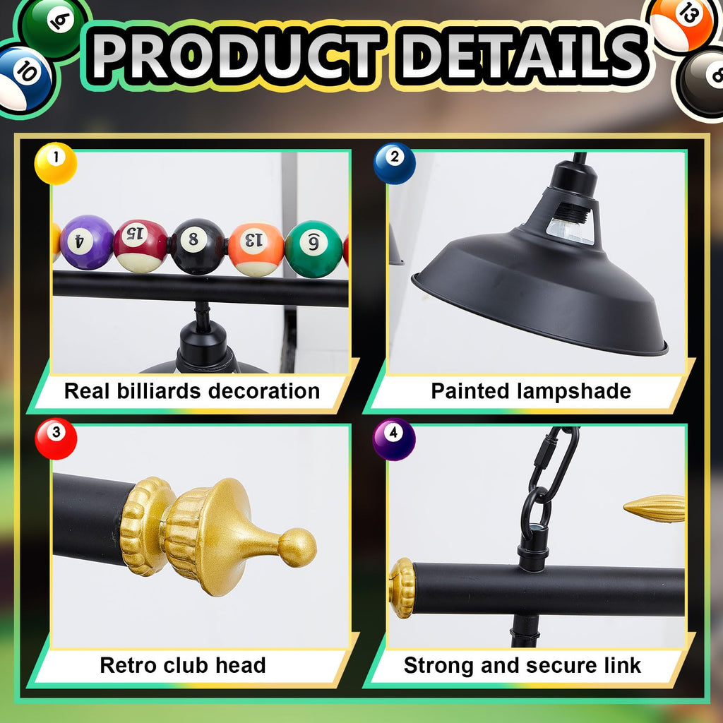 Adjustable Pool Table Lights, 3 Lights for 7'-8' Billiard Table