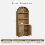 81" Tall Arched Bookcase with Doors, Large Bookshelves with Storage