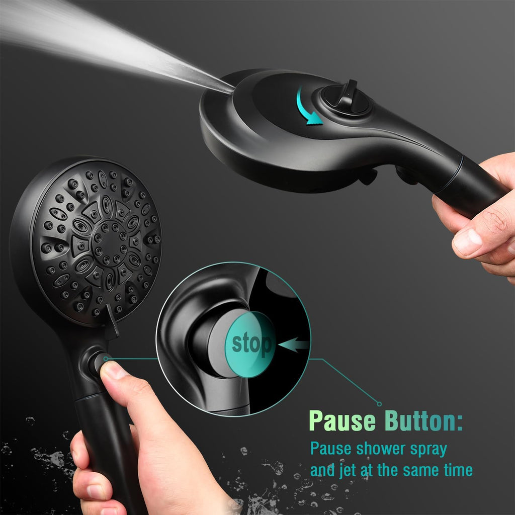 Filtered Shower Head with Handheld, 9 Spray Modes 2.5GPM High Pressure Showerhead with ON OFF Pause Switch