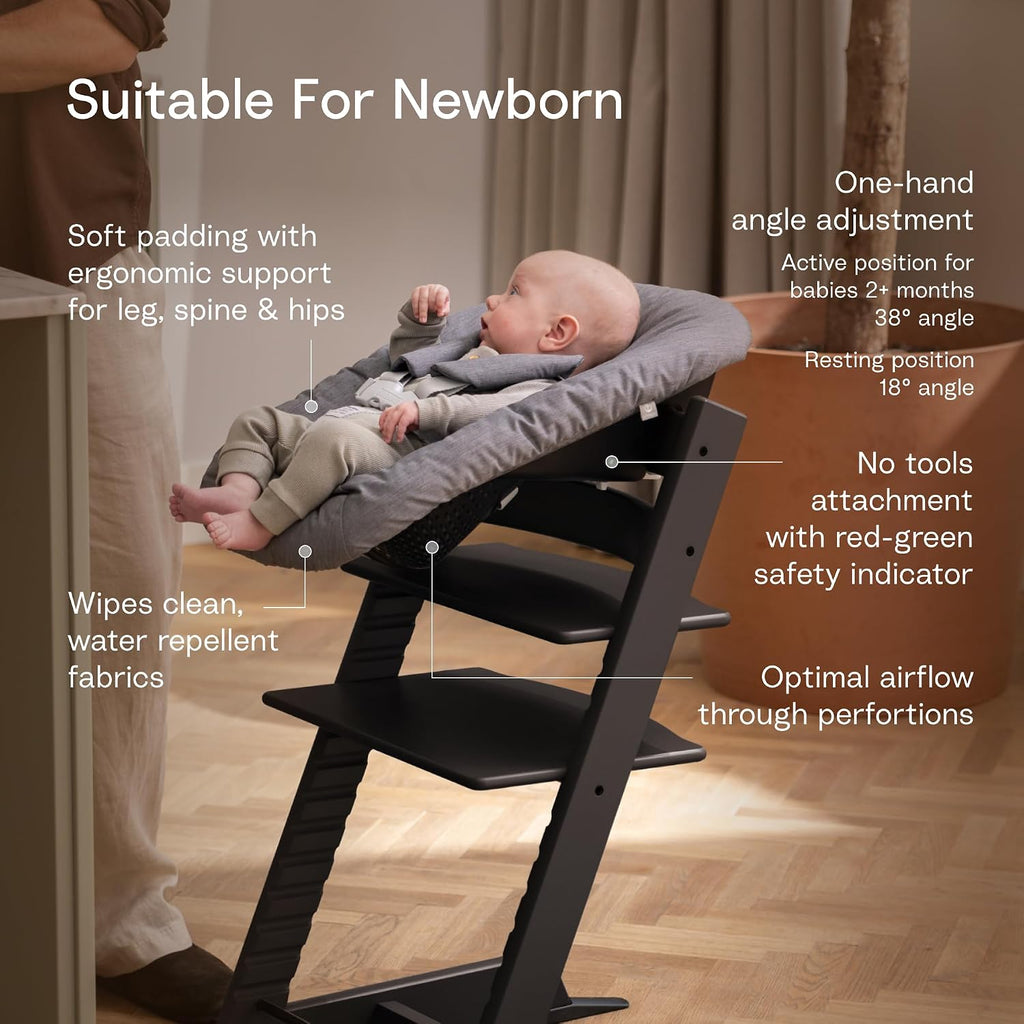 Tripp Trapp High Chair with Newborn Set Bundle, Natural | Includes High Chair, Newborn Set, for Newborns Up to 20