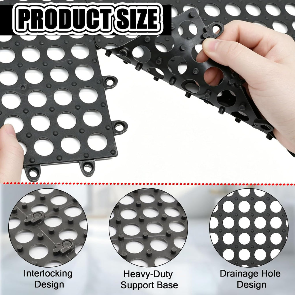 30Pcs Interlocking Drainage Floor Tiles, Modular Interlocking Floor Mats 11.8x11.8 Inch, Non-Slip TPE Quick-Dry Cushion