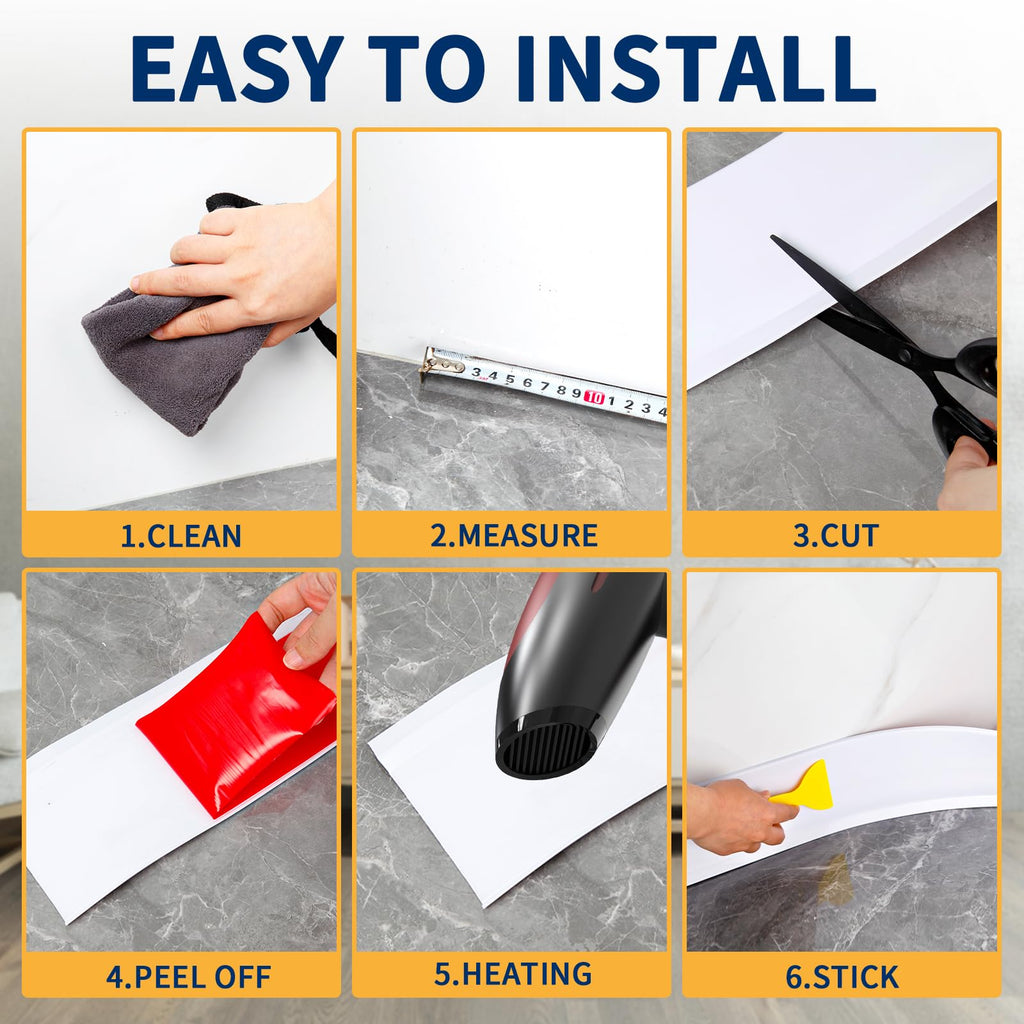 Vinyl Baseboard Molding Trim 4 Inch Peel and Stick Cove Base