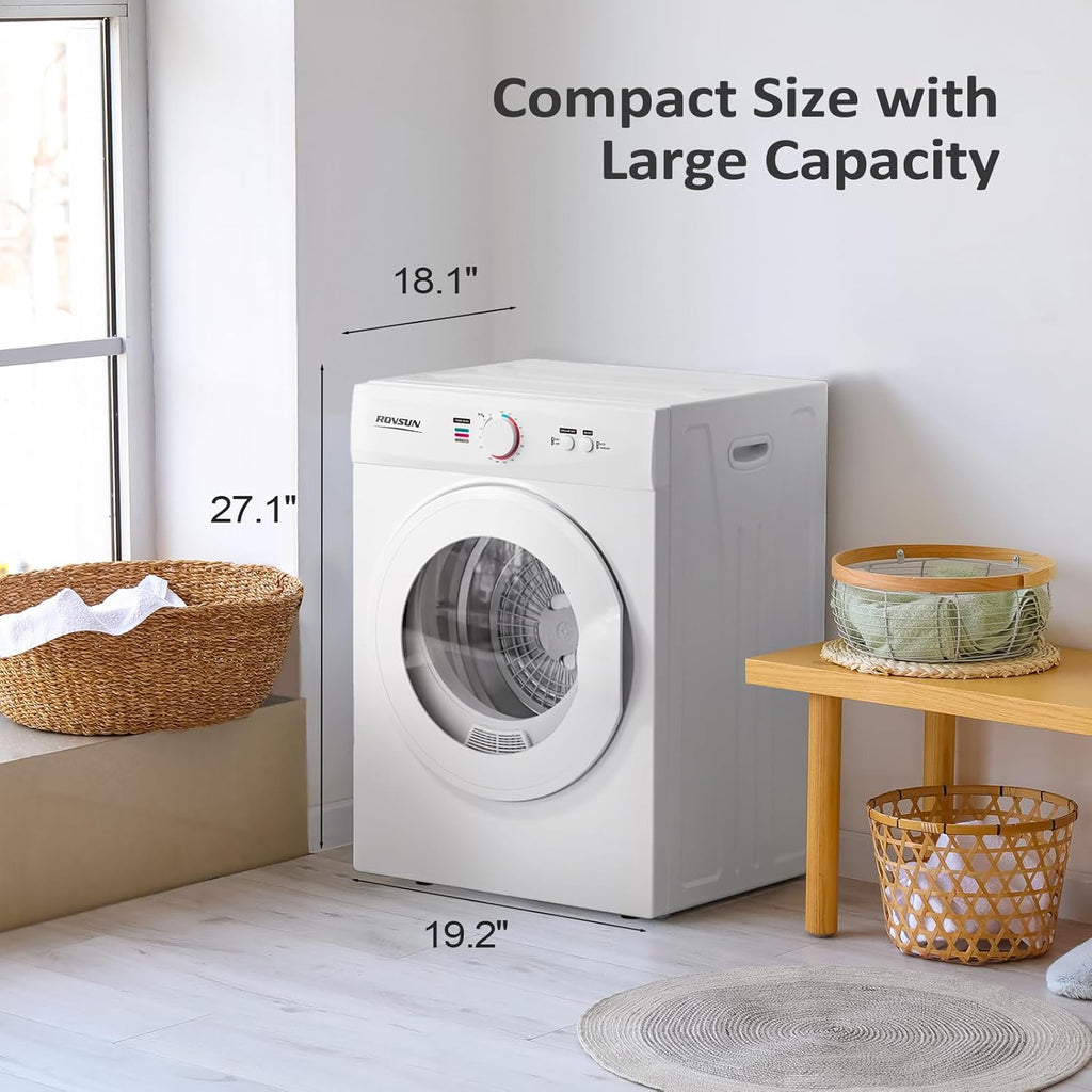 1.8 Cu.Ft Portable Clothes Dryer, Front Load Dryer Machine, Compact Laundry Dryer with Stainless Steel Tub for Apartment, Home, Dorm (Classic Knob Control)