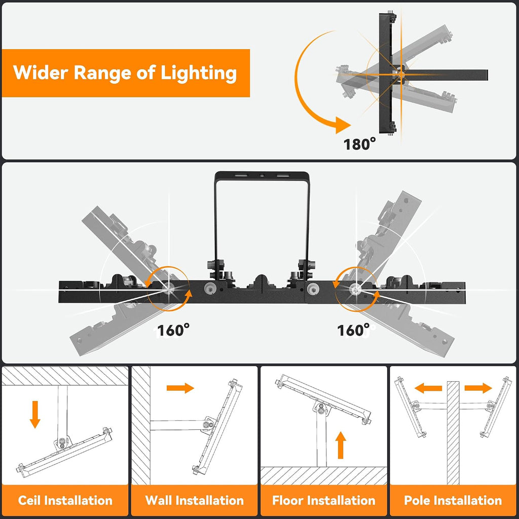 300W LED Outdoor Flood Light, 30000LM Super Bright Stadium Light, 6000K Daylight White, IP66 Waterproof 3 Heads
