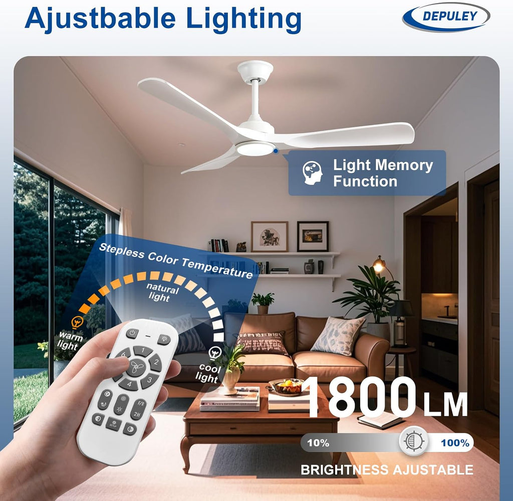 52-Inch 3-Blade Ceiling Fan with Light Transform Your Space with Comfort and Style 52-Inch Outdoor Ceiling Fan with Light Quiet,Smart Control, Ideal for Year-Round Comfort