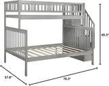 Twin Over Full Bunk Bed with Stairs, Wood Bed Frame with Storage Space and Guard Rail for Bedroom, Dorm, for Teens