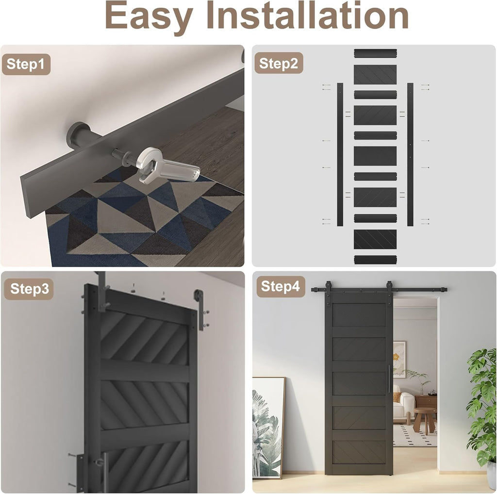 30" x 80" Barn Doors, Slding Barn Door Kit Wave Shape Door Panel with Hardware Kit Include, MDF Boar