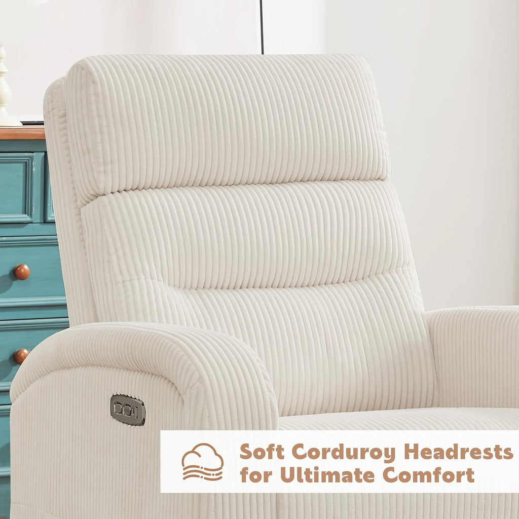 Power Swivel Rocker Recliner,reclining rocking chair,CreamWhite | 270° Swivel Rocker with Type-C & USB Port Double