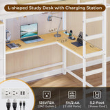 Twin Loft Bed with L-Shaped Desk and 7 Storage Drawers,Metal Twin Loft Bed for Kids with LED Lights and Charging
