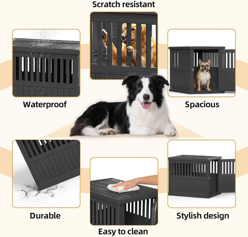 30 INCH Small Dog Crate Furniture Lockable Dog Kennel Indoor Dog Cage Heavy Duty Decorative Plastic Pet Cage End Table