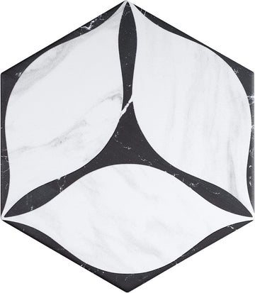 Nero Marquina Marble Look Black 7.7" x 8.9" Hexagon Porcelain Patterned Wall & Floor Tile (1 Box (9.05 sqt))