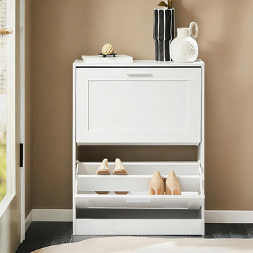 Shoe Cabinet Storage , Narrow Shoe Cabinet with Two Flip Drawers to Save Space, Shoe Rack Cabinet for Front Door