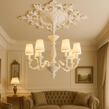 35.4'' Large PU Ceiling Medallion Combination Decorative 2.36'' ID French Style Chandelier Base Ceiling Medallion for Light Fixtures Victorian Rosette Light Covers for Chandeliers(Fresh)