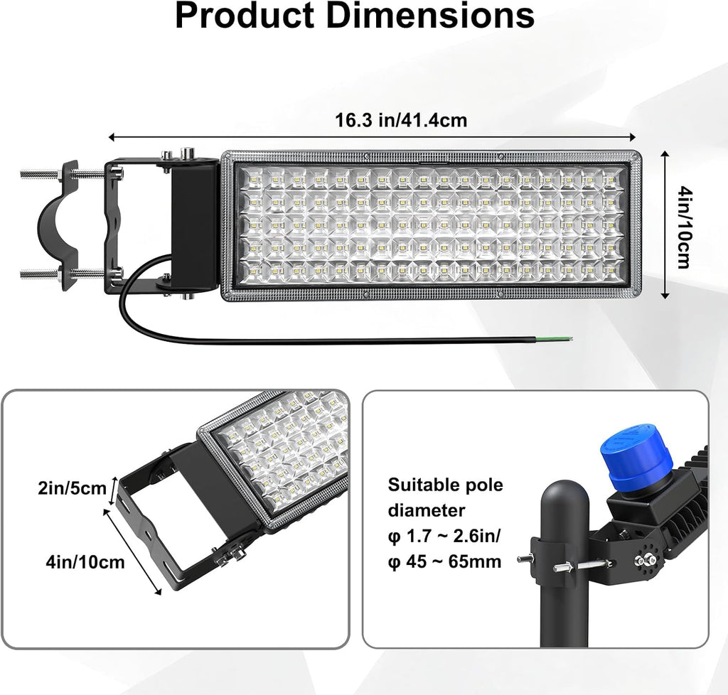 100W Dusk to Dawn LED Flood Light with Remote, 6500K Security Lights | 14000LM, IP67 Waterproof & Rugged, Timer, 10KV