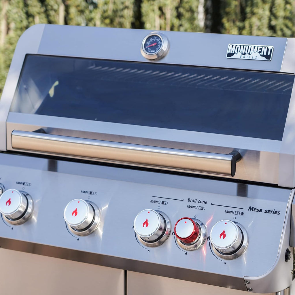 4+1 Burner Propane Gas Grill, 62,000 BTU Stainless Steel BBQ Grill with Side Burner and Knob Controls for Patio and Garden Outdoor Cooking