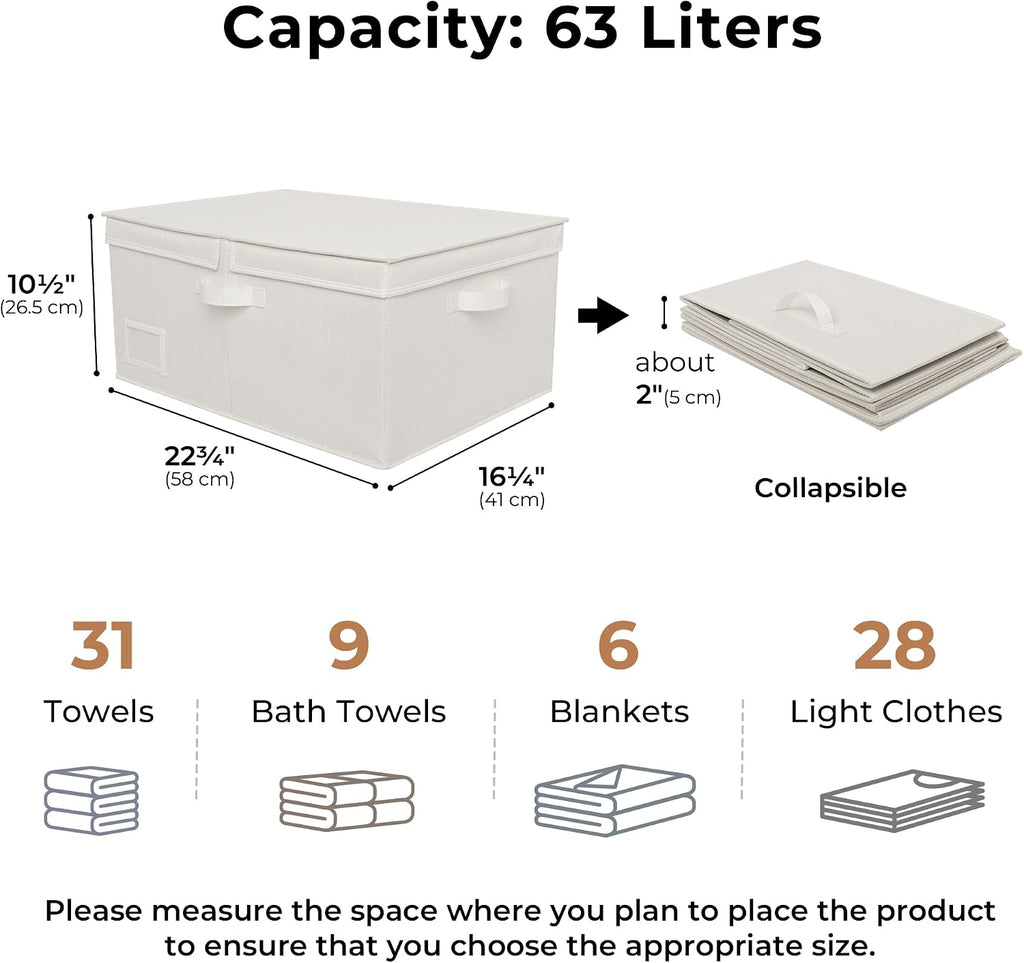 Fabric Storage Bins with Lids, Decorative Storage Boxes, Closet Basket for Shelves, Extra Large Storage Bins for