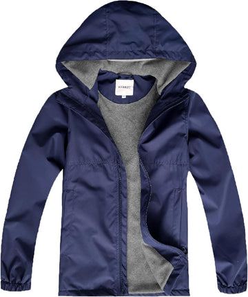 Boys Girls Waterproof Hooded Jackets Fleece Lined Rain Jackets