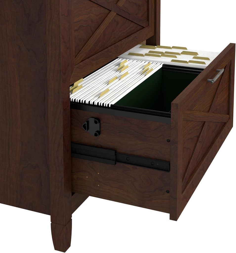 Key West 2 Drawer Lateral File Cabinet in Bing Cherry, Document Storage, Accent Chest with Drawers