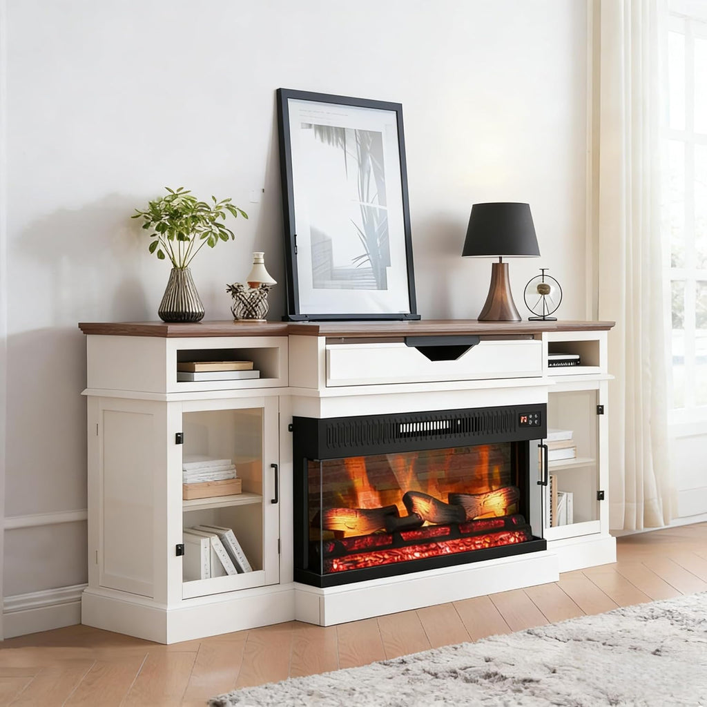 28 Inch 3-Sided Glass Electric Fireplace Insert, Electric Fireplace Heater with Remote Control