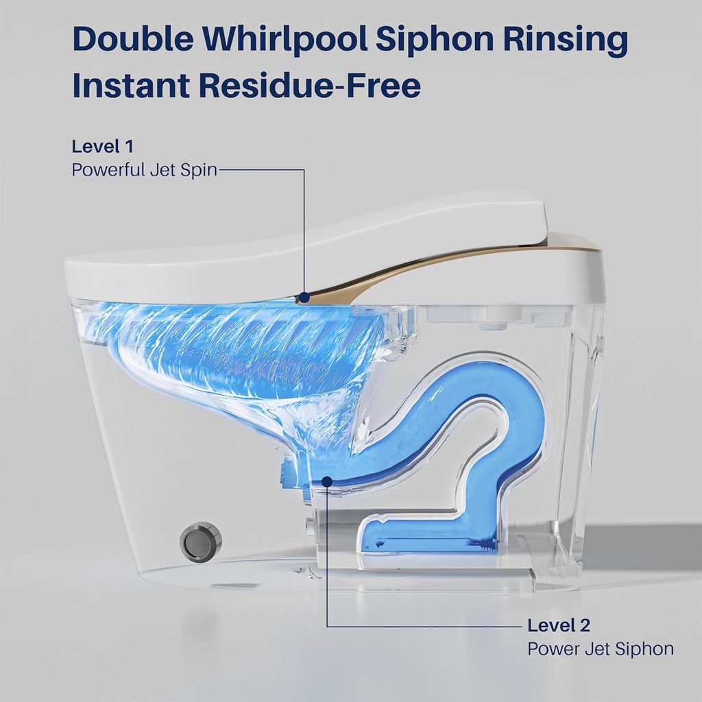 Modern Smart Toilet with Bidet, One-Piece Elongated, Porcelain, Auto Flush, Heated Seat, Warm Air Drying