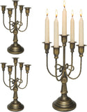 5 Arm Bronze Candelabra Candle Holder Set of 3, 11.7" Vintage Metal Candlestick Holders for Taper Candles Elegant