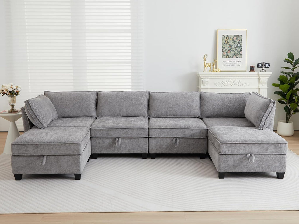 Oversize Corner Modular Sectional Sofa Set, Convertible L Shaped Couch with Storage, 8 Seater Sofa Modular with