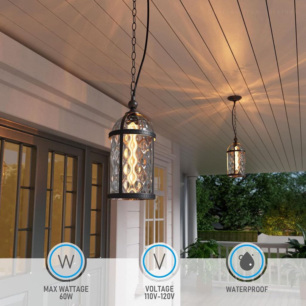 18 Inch Outdoor Pendant Light, Industrial Style Outdoor Hanging Lights, Vintage Exterior Hanging Lantern