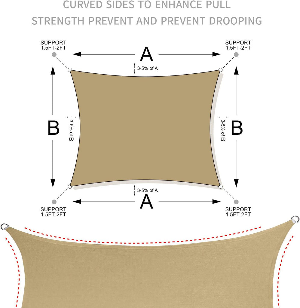 10' x 13' Rectangle Sun Shade Sail for Outdoor Patio, Brown | HDPE Fabric, 95% UV Block, Breathable Sunshade, Canopy