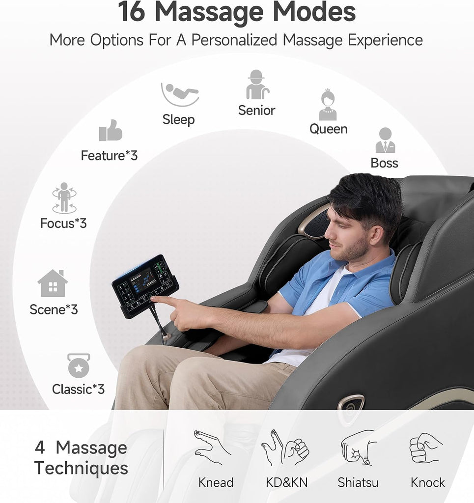 3D Massage Chair Full Body SL-Track Recliner Favor-22 | 16 Auto Modes, 4 Massage Techniques, Voice Broadcast, Body