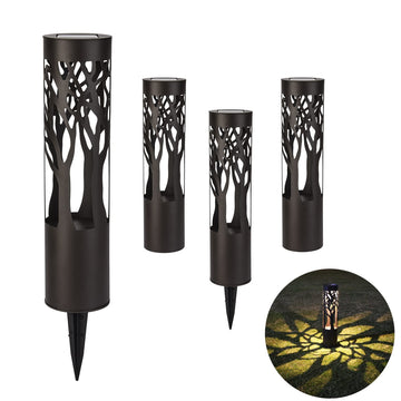 4Pack Solar Pathway Lights Outdoor, Landscape Lighting Dust to Dawn Solar Lights for Garden Decor, Metal Path Lights