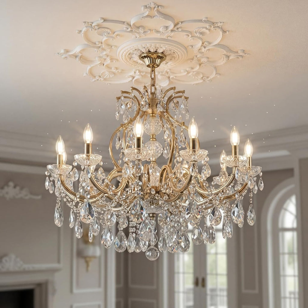 38.6'' Large PU Ceiling Medallion Combination Decorative 2.36'' ID French Style Chandelier Base Ceiling Medallion for Light Fixtures Victorian Rosette Light Covers for Chandeliers(Lively)