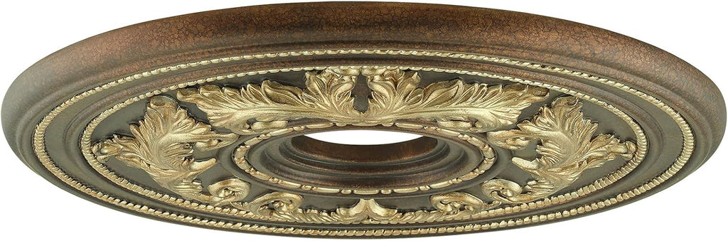 Ceiling Medallion, Hand Applied Palacial Bronze with Gilded Accents, 22.5"D x 1.5"H