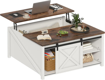 Lift Top Coffee Table with Storage, 31.5" Farmhouse Coffee Table