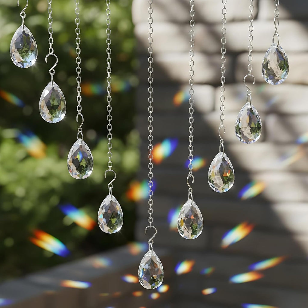 38mm Crystal Suncatcher Prism 10pcs Teardrop Chandelier Crystals Replacement Pendants with Hook Chandelier Pendant
