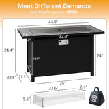 45in Fire Table, Propane Fire Pit with Glass Wind Guard and Rain Cover, Outdoor Firepit Table 50000 BTU 3-in-1 Fire Table for Patio/Yard/Balcony - Image 2