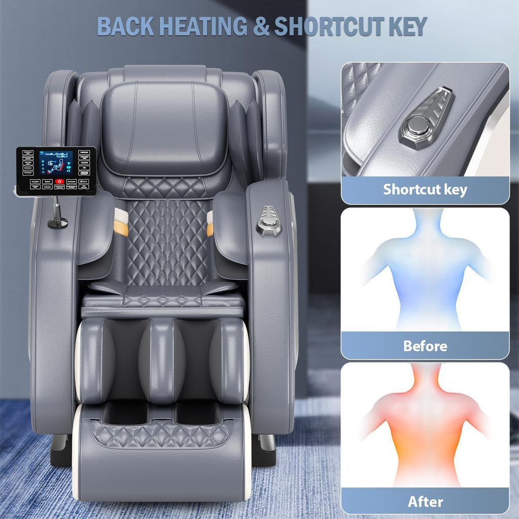 Massage Chair Full Body- Zero GravityMassage Recliner with Air Pressure, 10 Fixed Massage Rollers, Heating, Foot
